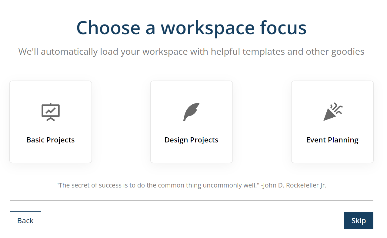 Choose a workspace focus